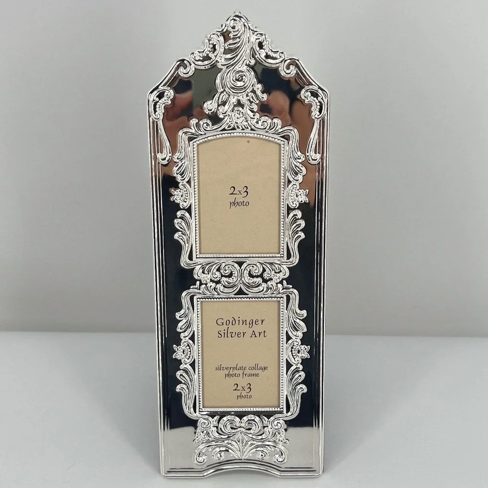 Godinger 20th Century Baroque Silver Plated Collage Frame 2x3 Vintage Ornate